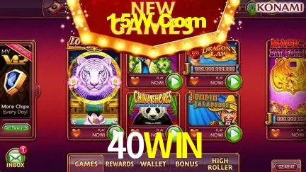 Campos de e-mail e senha na entrada da conta 40WIN